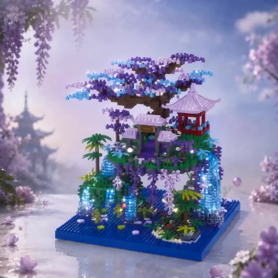 Micro-Bead Assembly Block Set, Flower Tree Garden Pavilion